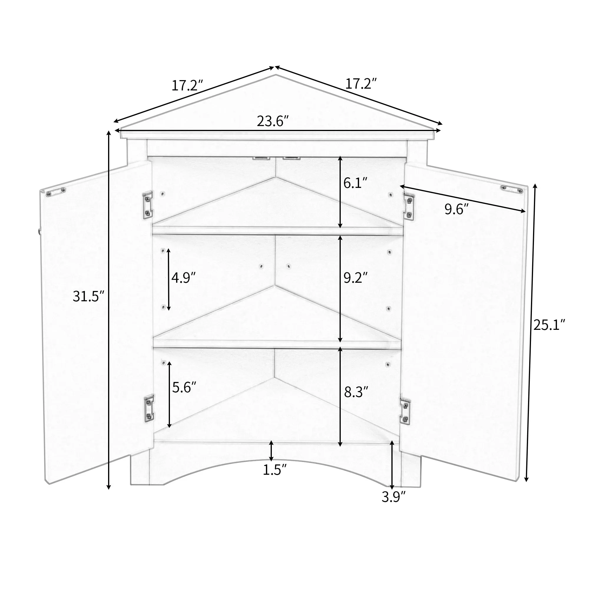 Modern Triangle Corner Cabinet - Blue