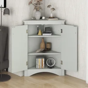 Modern Triangle Corner Cabinet -  Gray