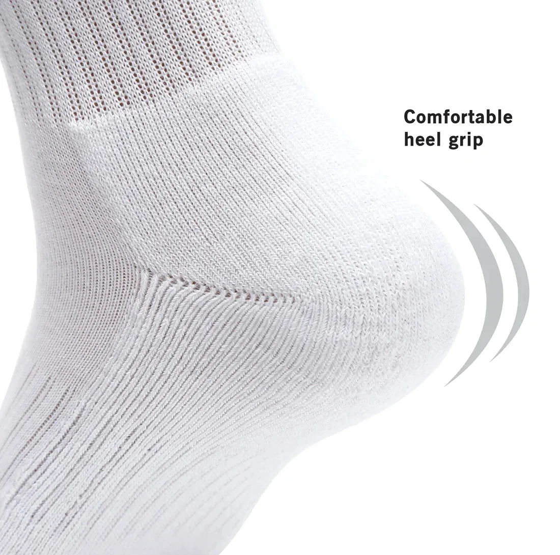 *MONFOOT Athletic Cushion Solid Crew 4 Pairs White, Black & Grey Socks - Medium