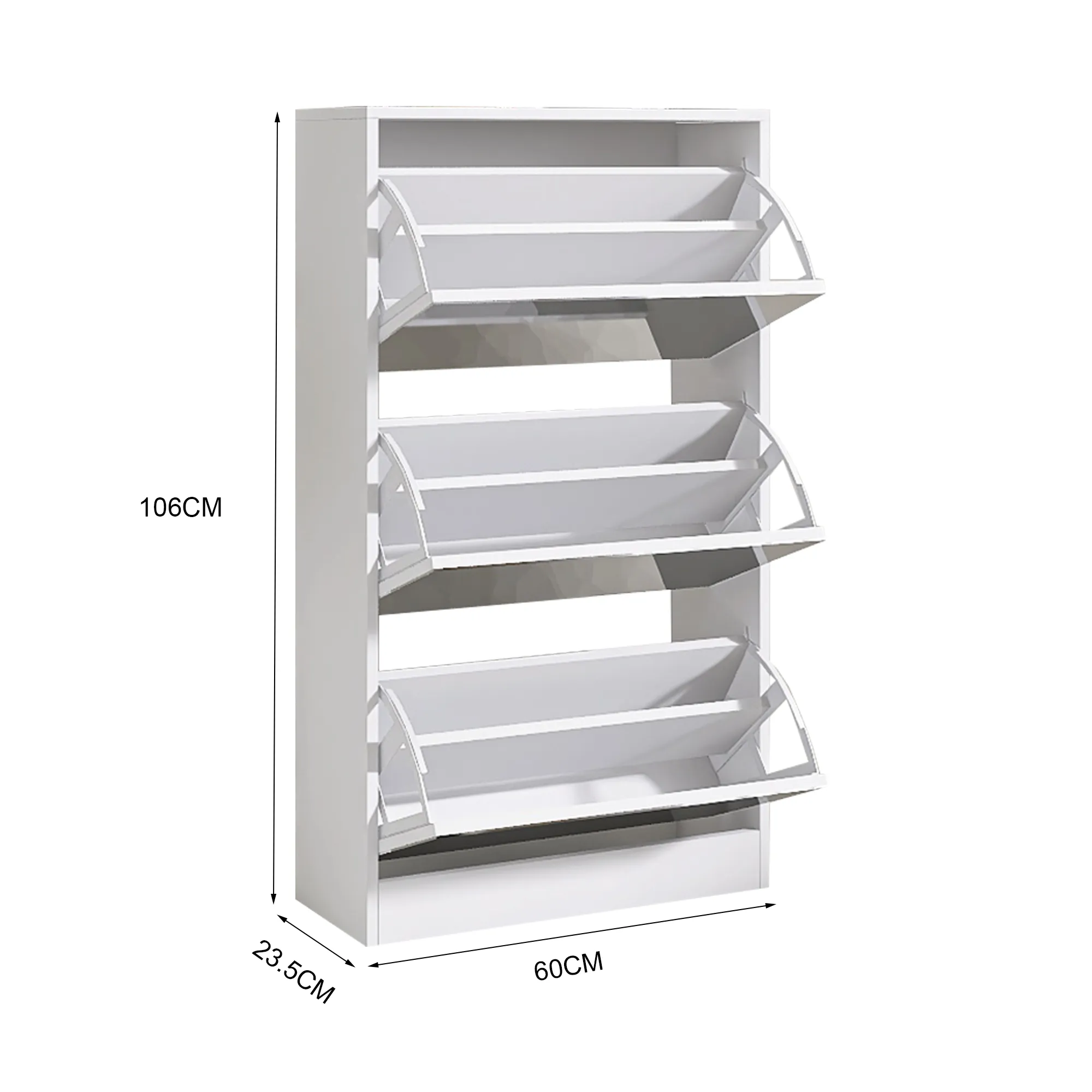 Narrow Shoe Storage Cabinet with Mirror, Wood Slim Shoe Rack 3 Tier Shoe Organizer for Home and Apartment, White