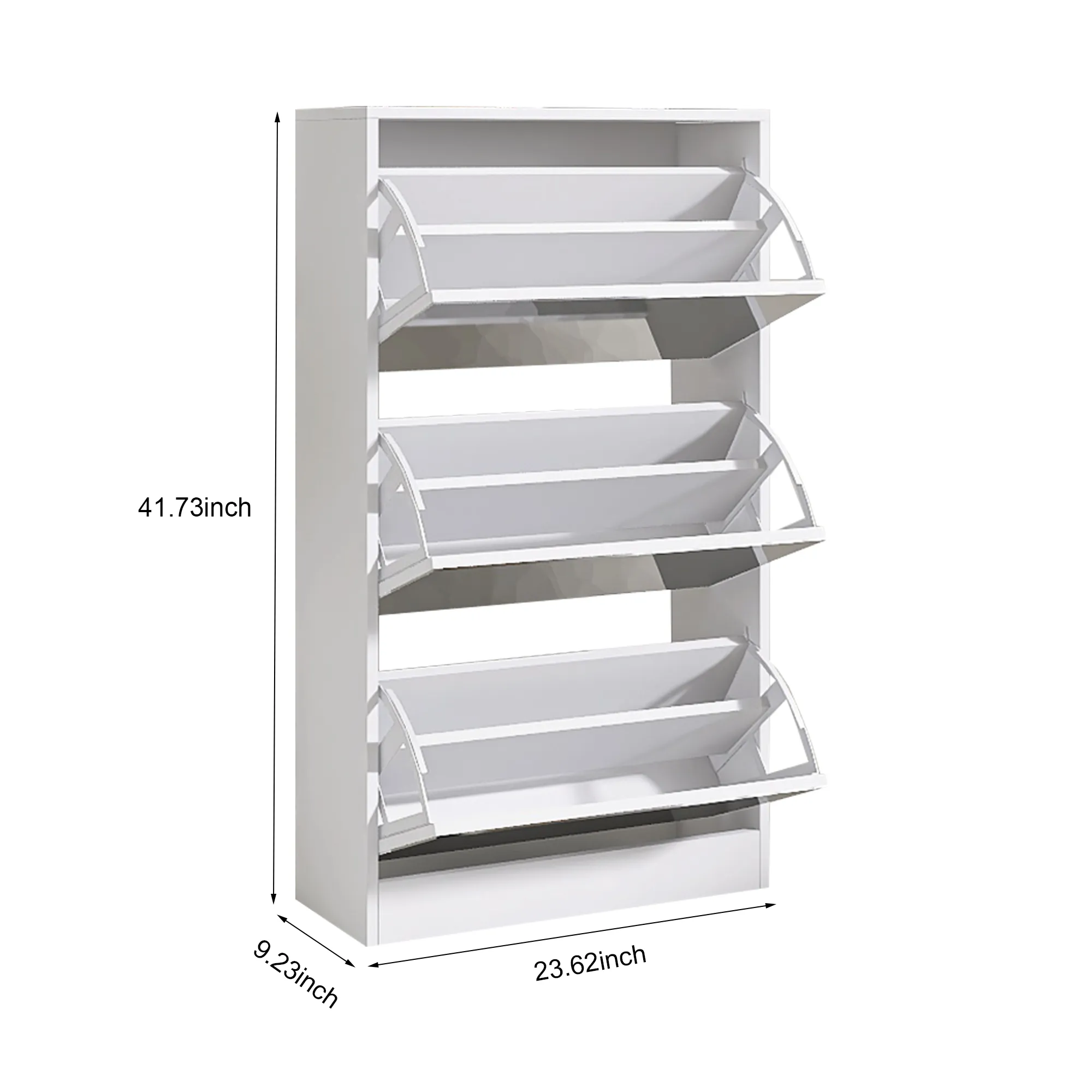 Narrow Shoe Storage Cabinet with Mirror, Wood Slim Shoe Rack 3 Tier Shoe Organizer for Home and Apartment, White