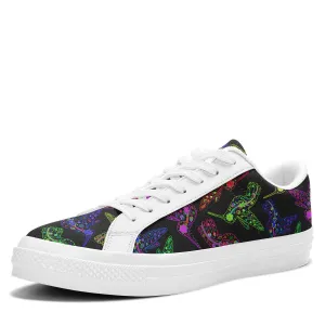 Neon Floral Hummingbirds Aapisi Low Top Canvas Shoes White Sole