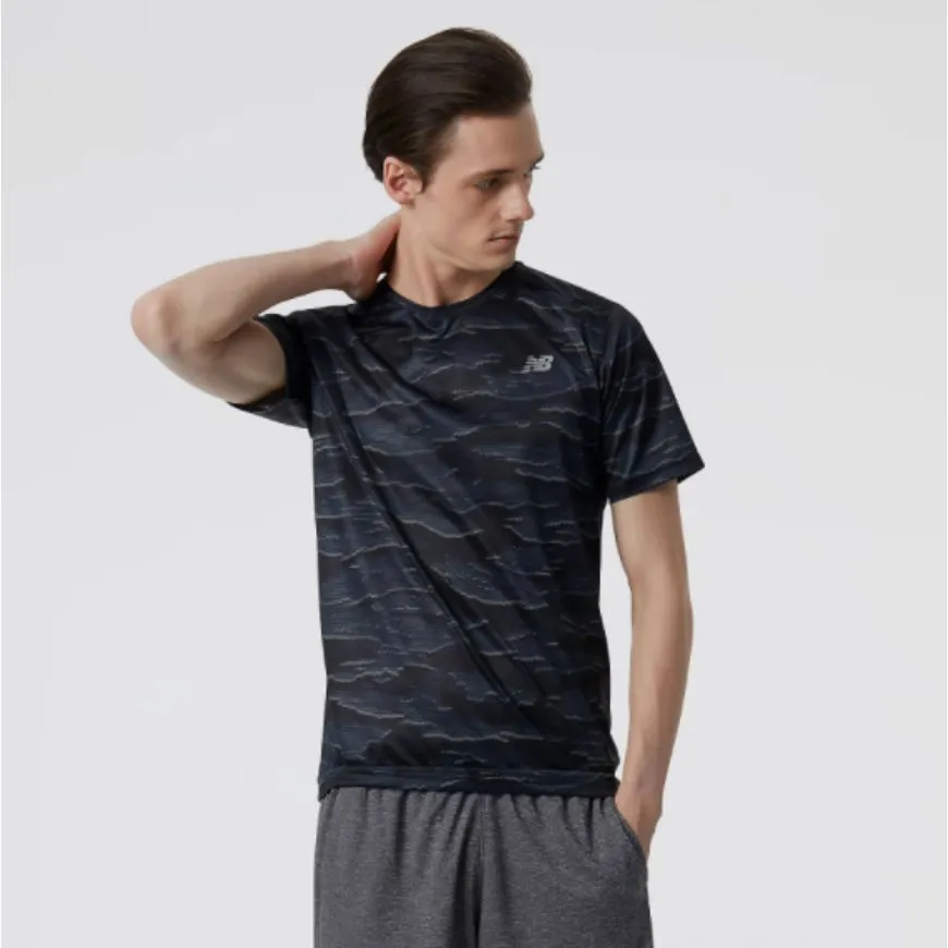 New Balance Accelerate Men Running T-Shirt Black Multicolor Heather