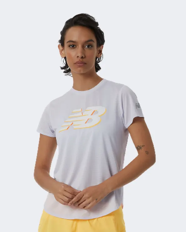 New Balance Graphic Accelerate Women Running T-Shirt White/Yellow