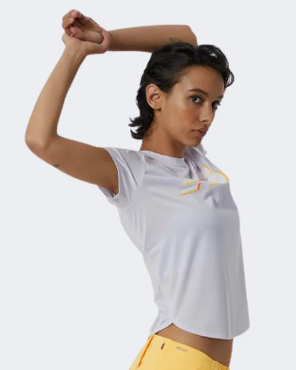 New Balance Graphic Accelerate Women Running T-Shirt White/Yellow