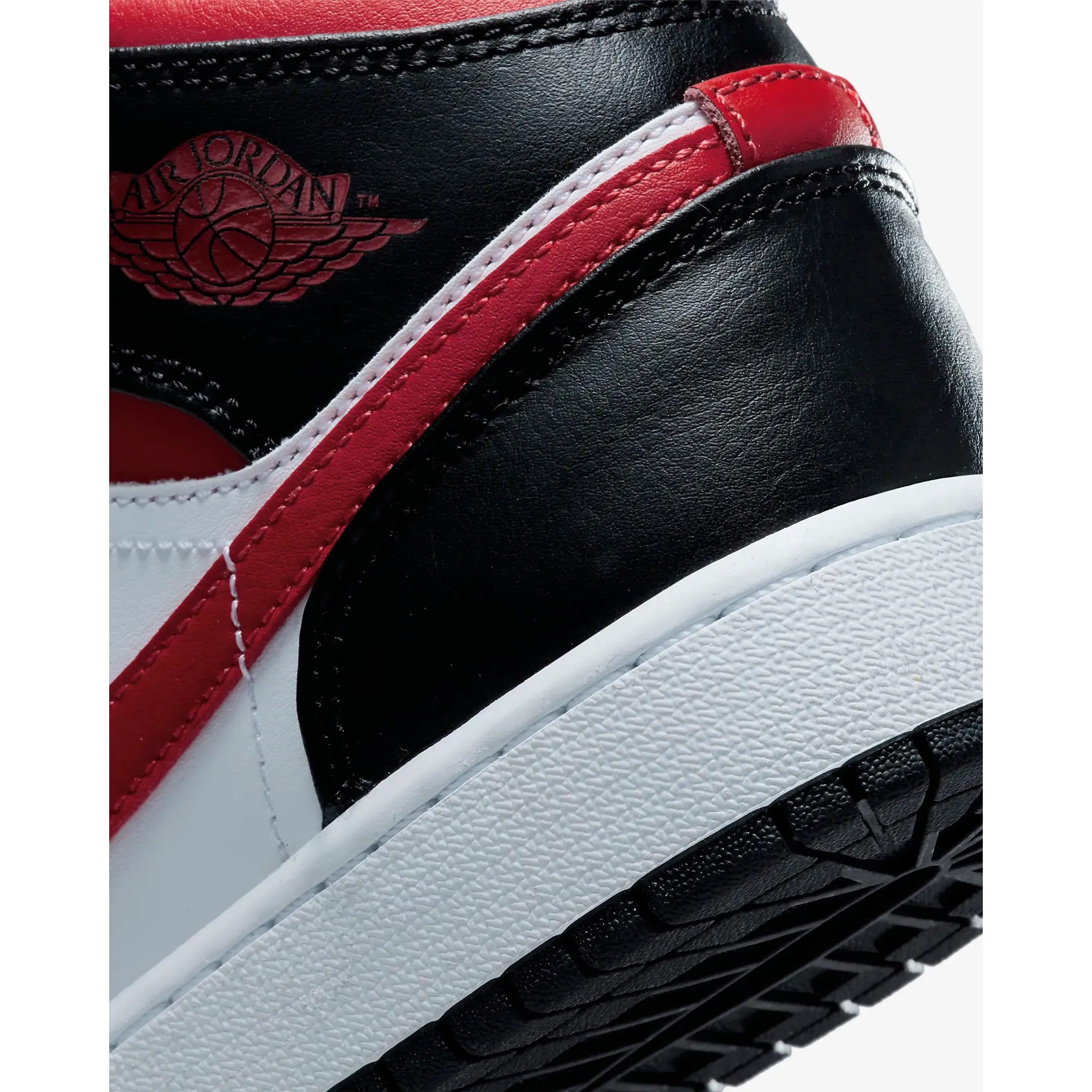 Nike Kid's Jordan 1 Mid GS Shoes - Black / White / Fire Red