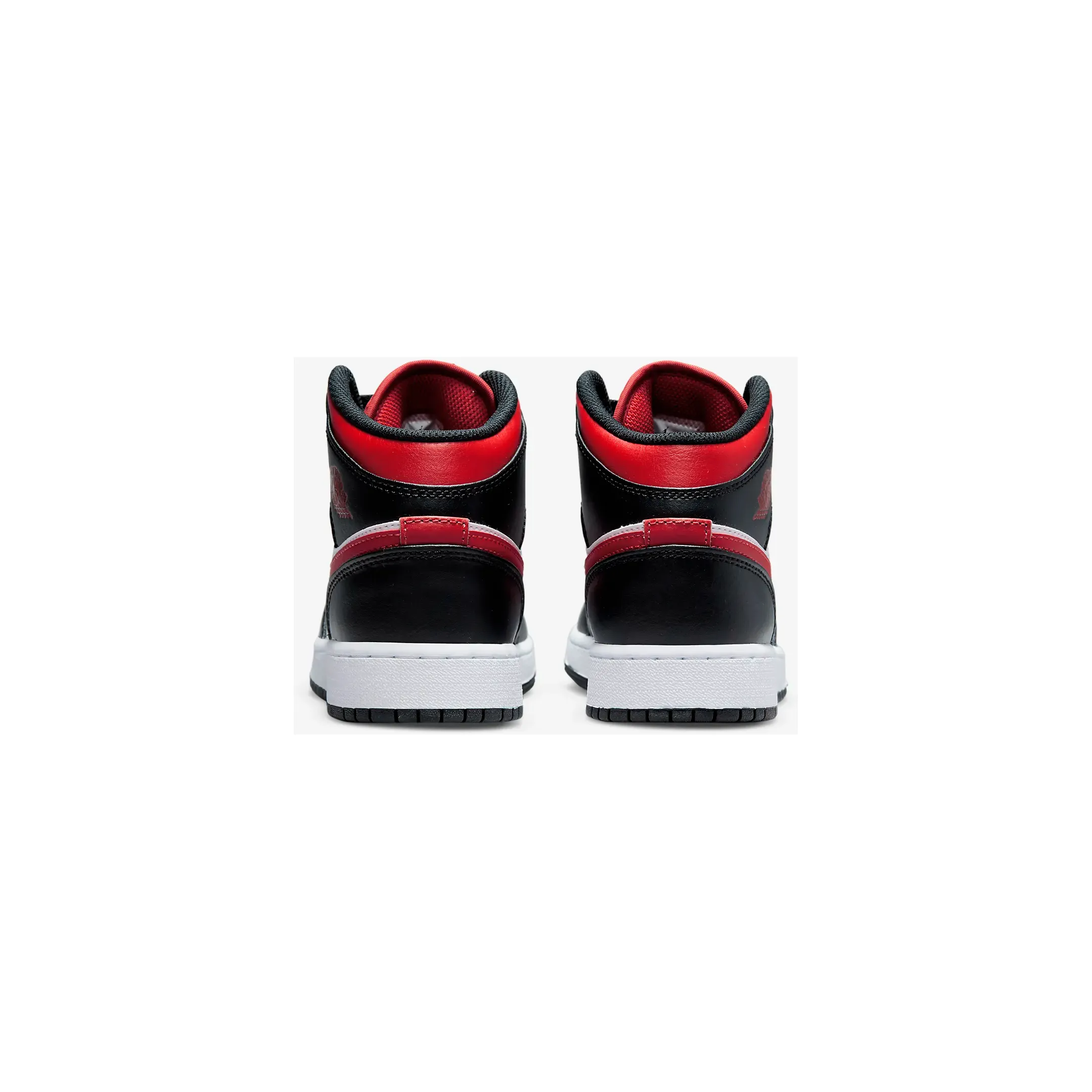 Nike Kid's Jordan 1 Mid GS Shoes - Black / White / Fire Red