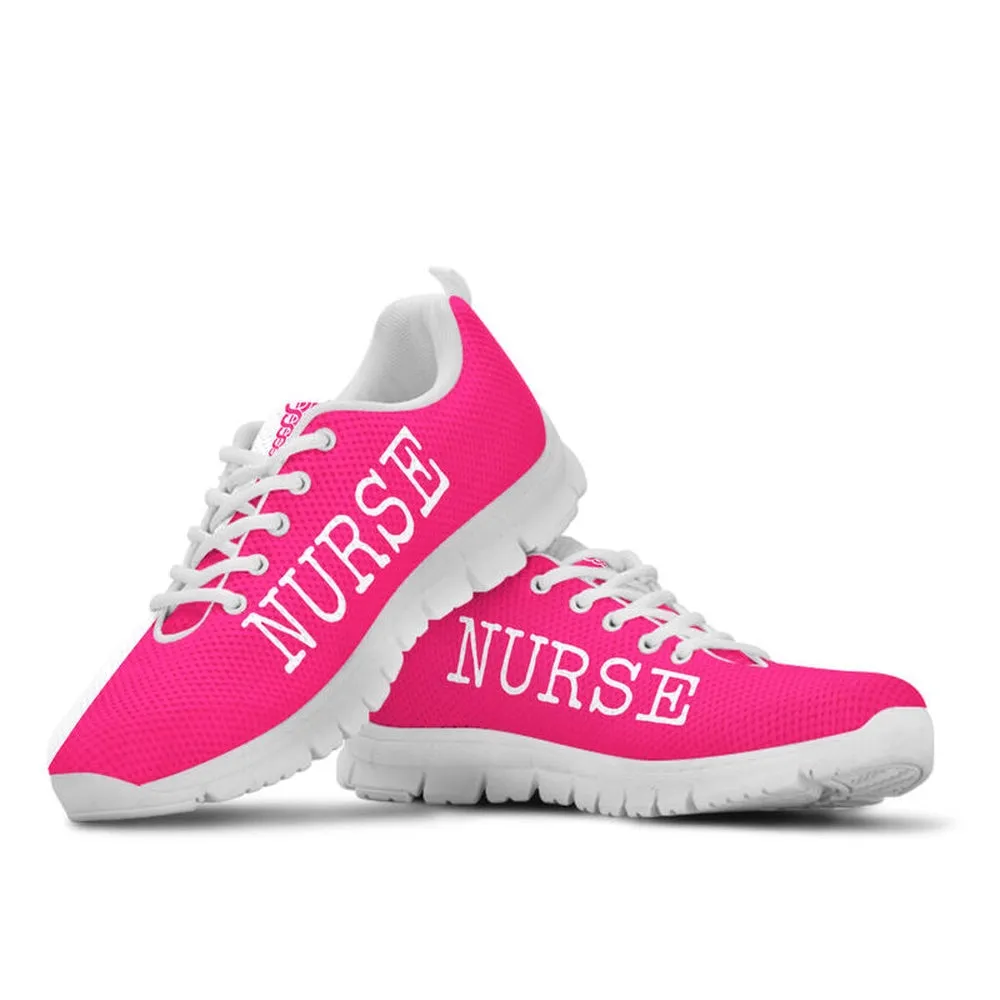 Nurse Sneaker, Nurse Strong Pink White Sneakers Shoes, Best Shoes For Nurses