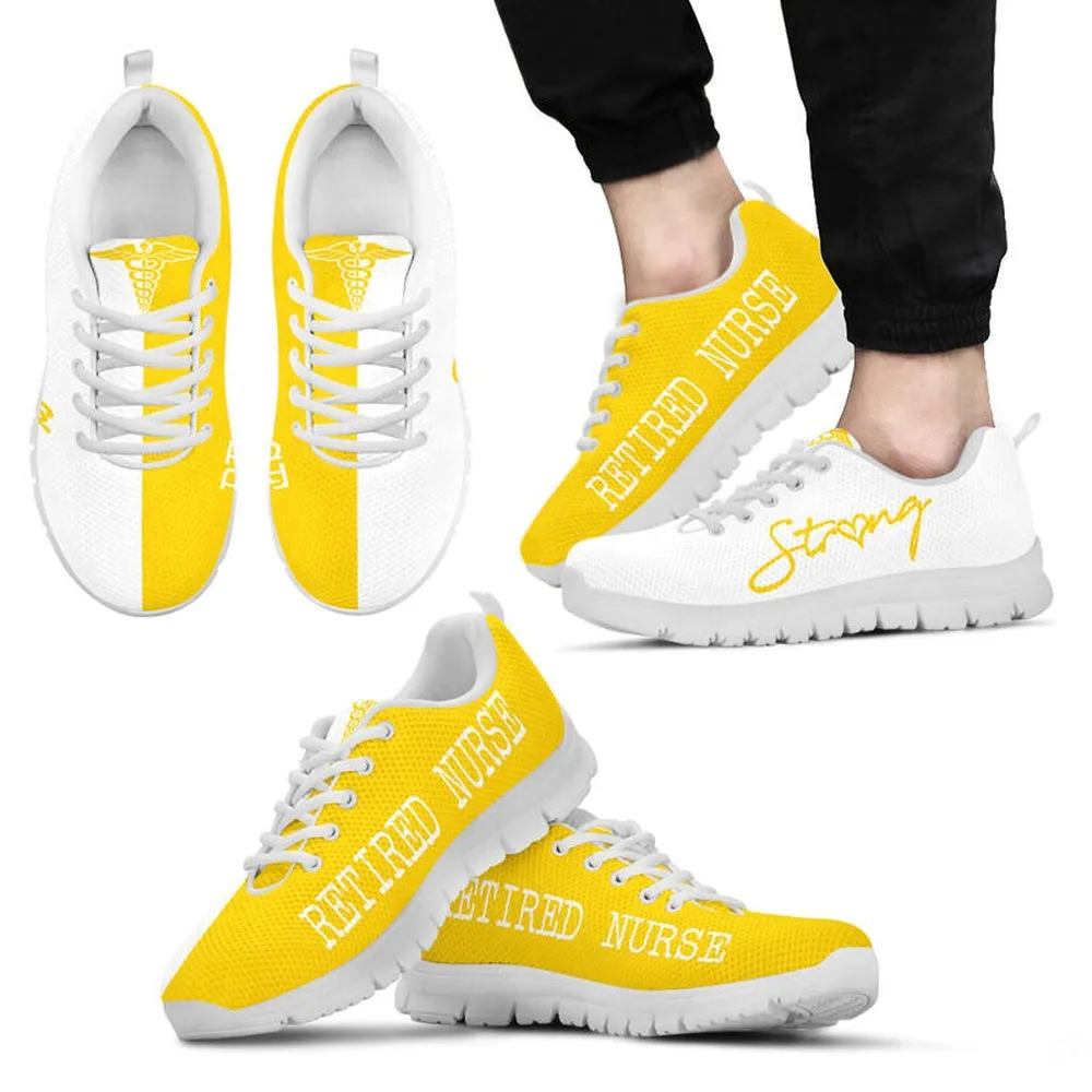 Nurse Sneaker, Retired Nurse Strong Yellow White Sneakers, Best Shoes For Nurses