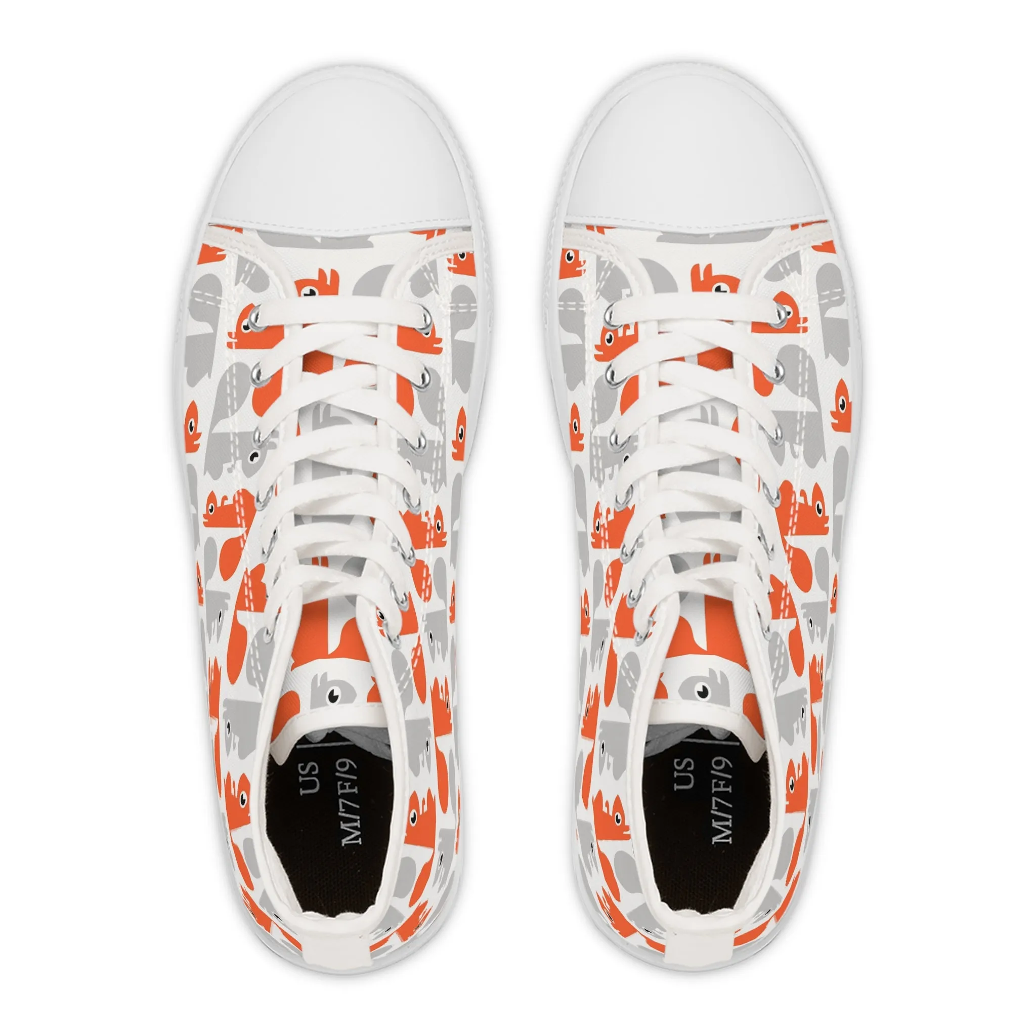 Orange and Grey Squirrels Women's High Top Sneakers