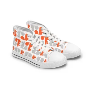 Orange and Grey Squirrels Women's High Top Sneakers