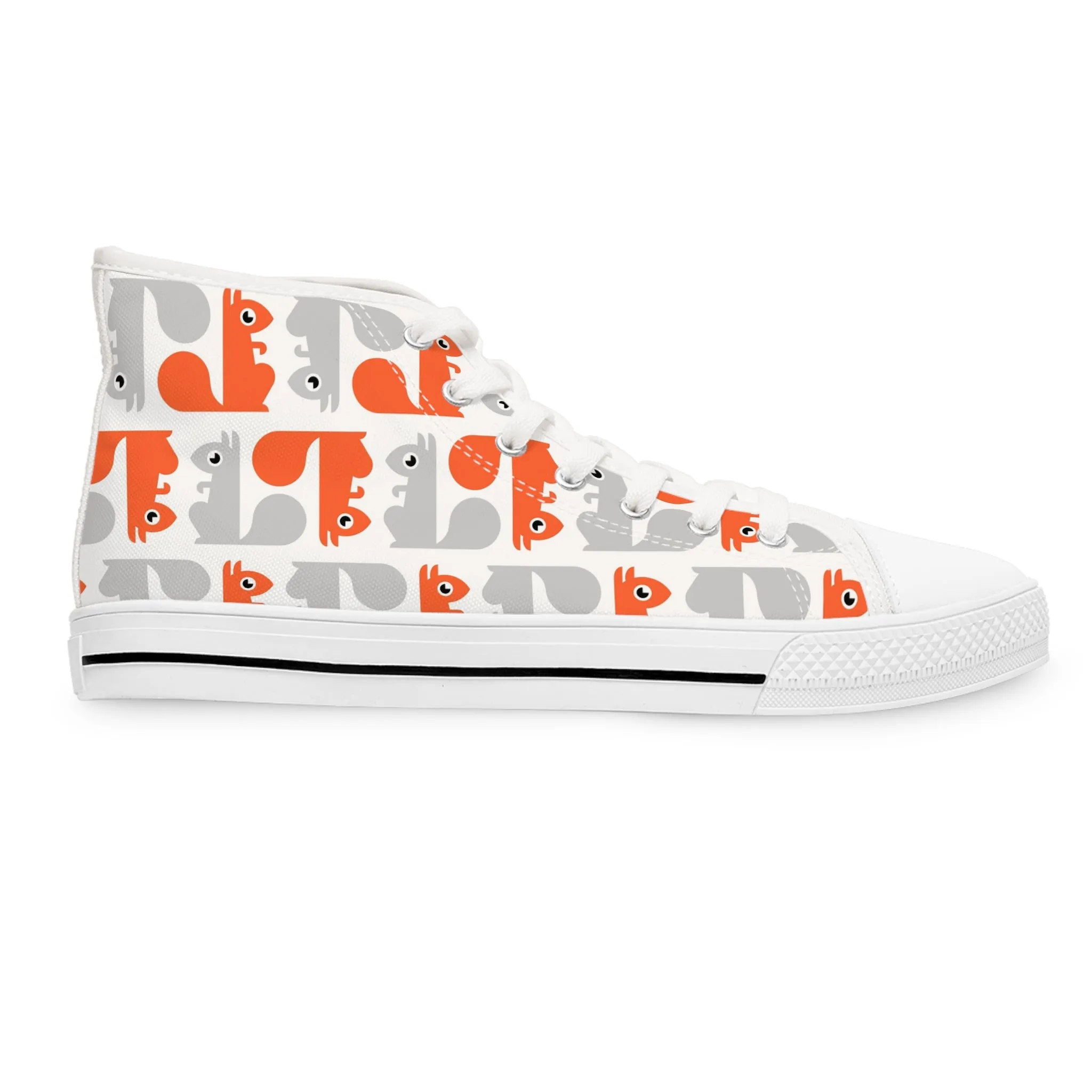 Orange and Grey Squirrels Women's High Top Sneakers