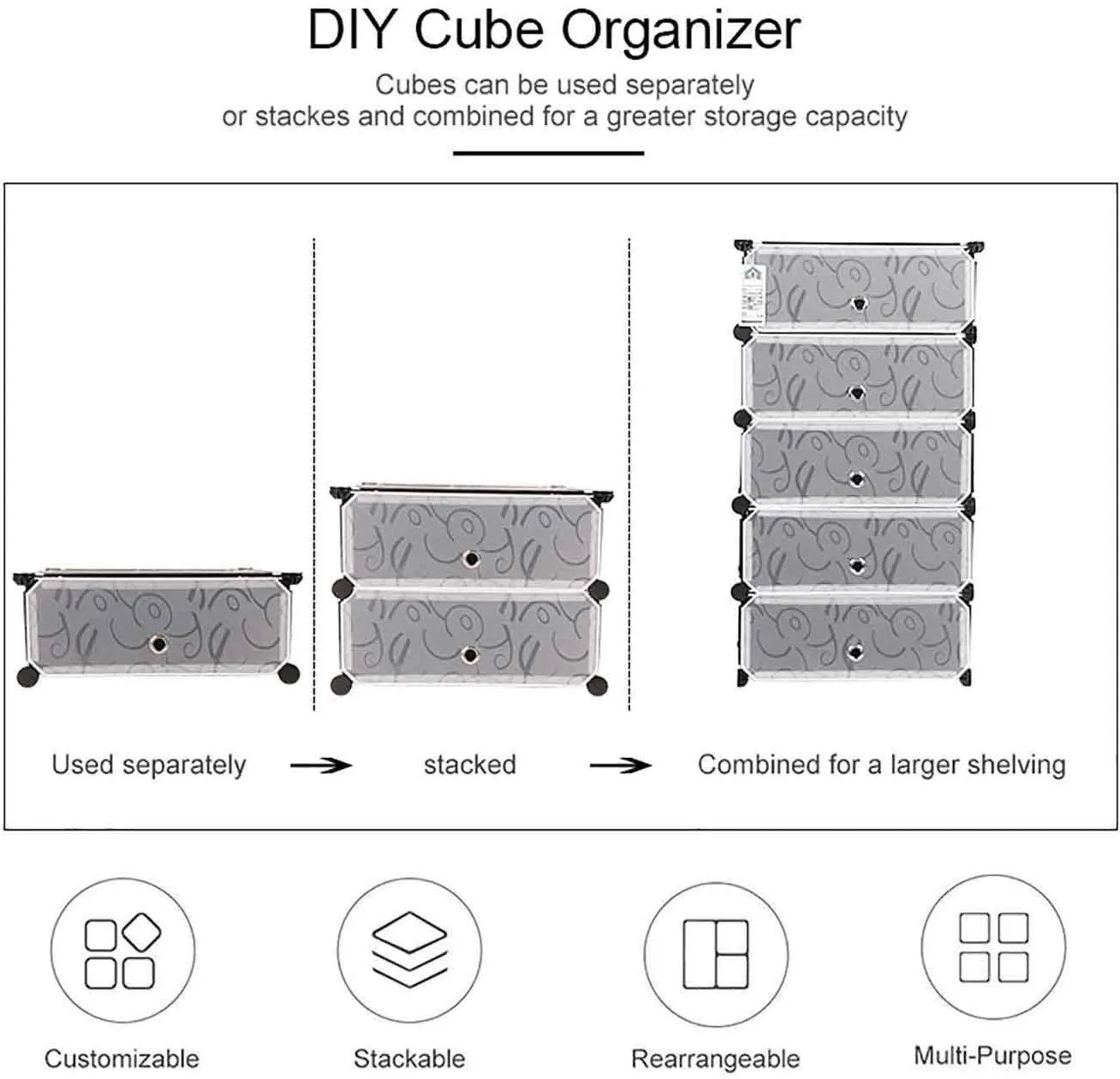 Oumffy DIY Shoe Rack Organizer/Multi-Purpose Plastic 5 Layers Portable and Folding Shoes Rack (Purple)