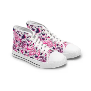 Pink Crystals Women's High Top Sneakers