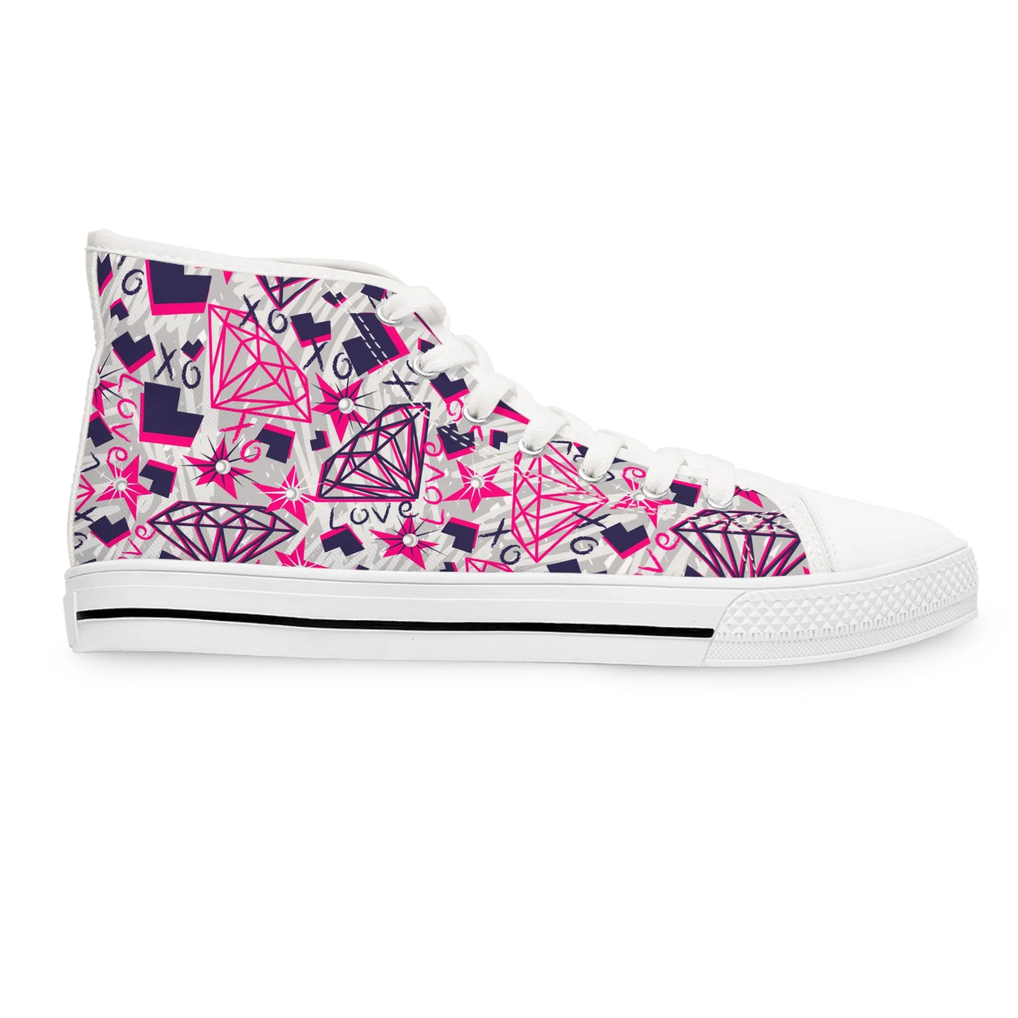 Pink Crystals Women's High Top Sneakers