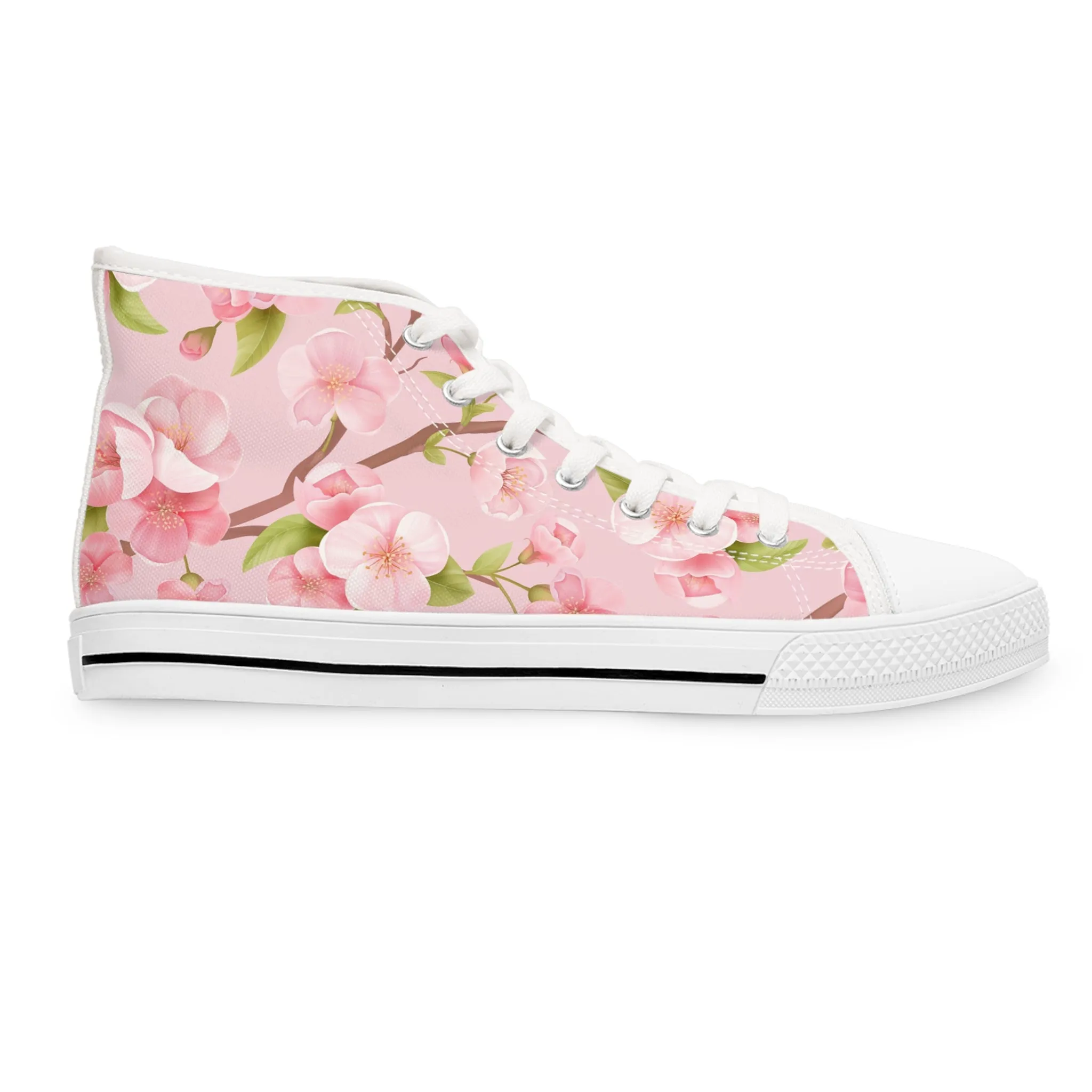 Pink Flower Women's High Top Sneakers