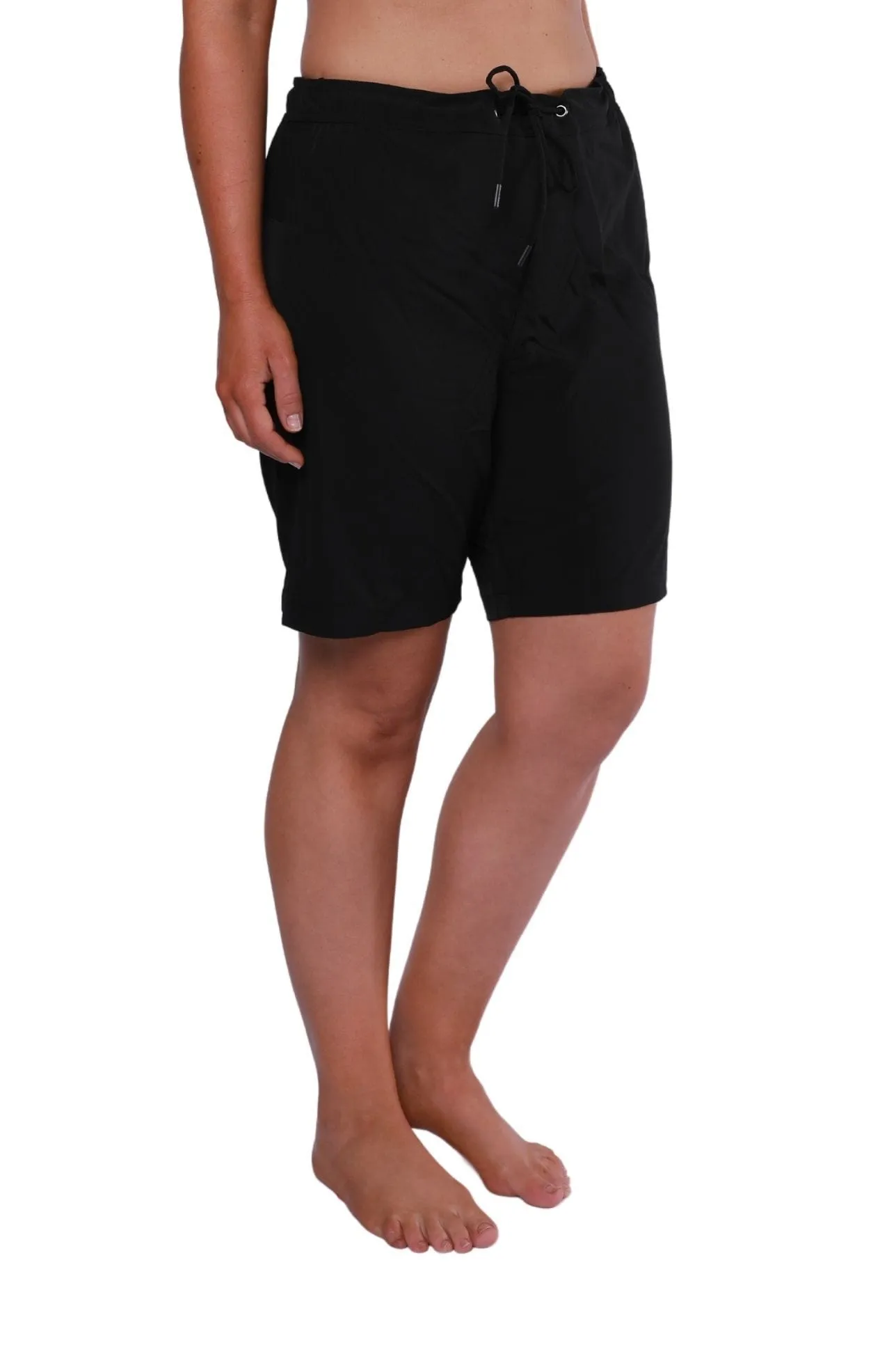 Plain Black Luxe Sport Stretch Board Shorts