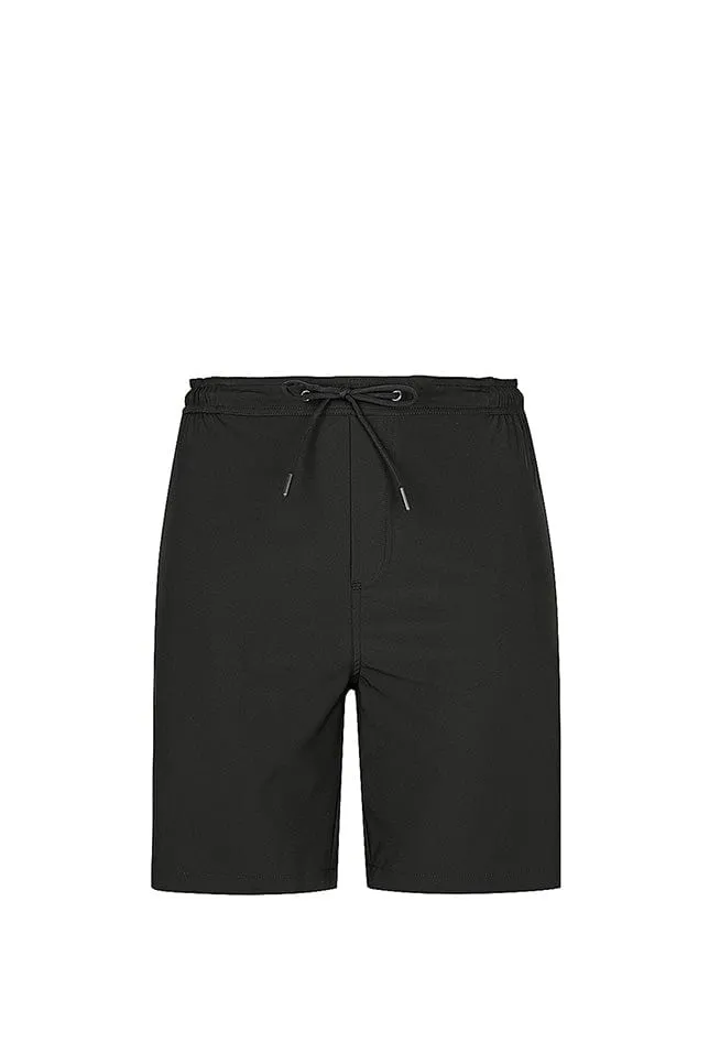 Plain Black Luxe Sport Stretch Board Shorts