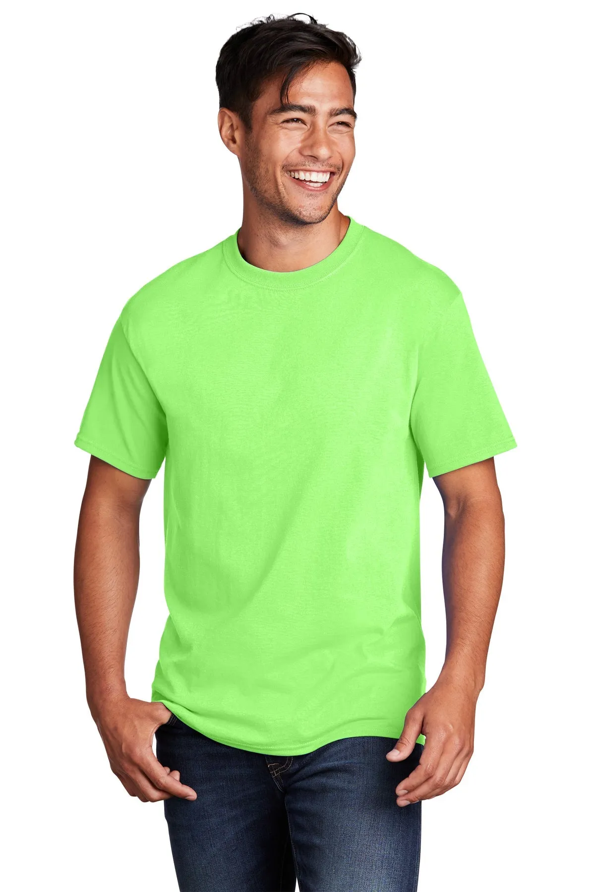 Port & Company Core Cotton Branded Tee's, Neon Green*