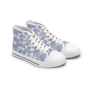 Purple White Triangle Pattern Women's High Top Sneakers