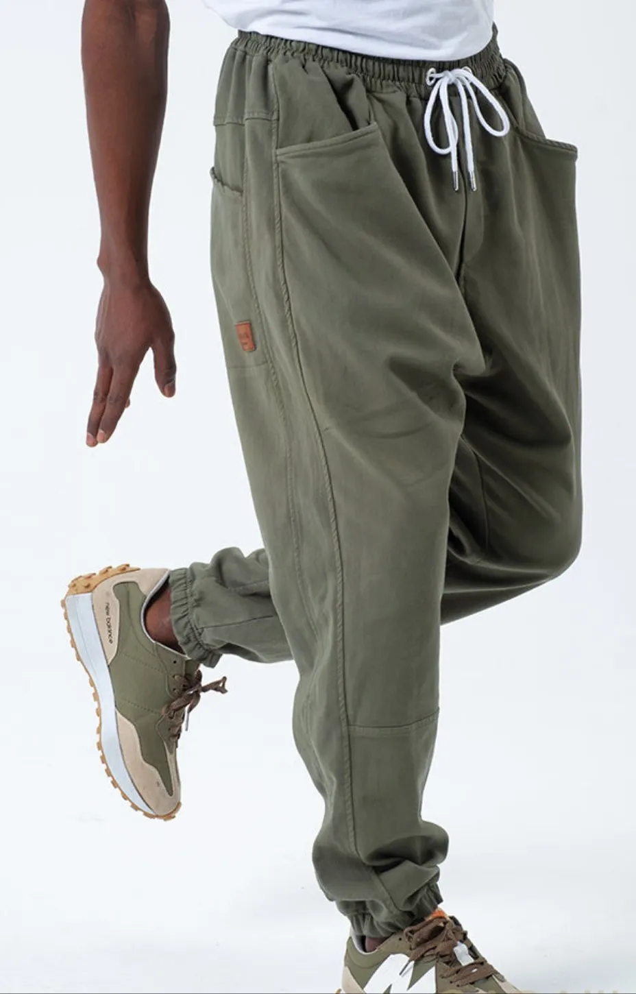 QL Relaxed Cotton STRETCH Cuffed Trousers in Khaki