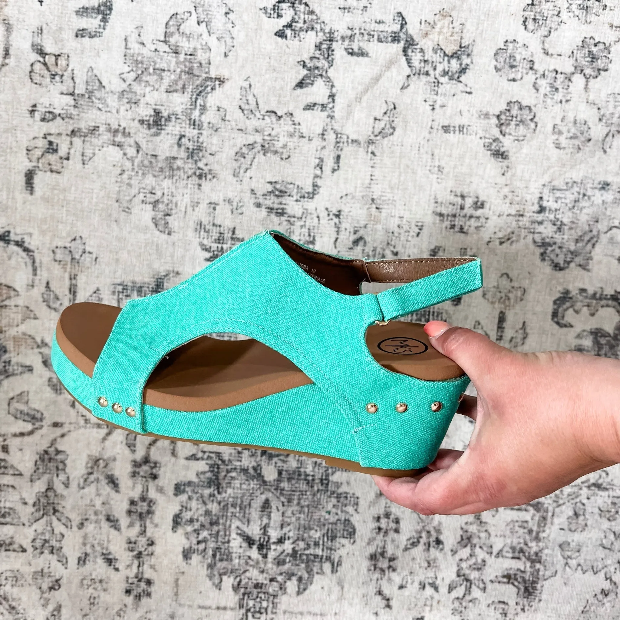 "Melissa" Canvas Wedge Sandal (Teal)