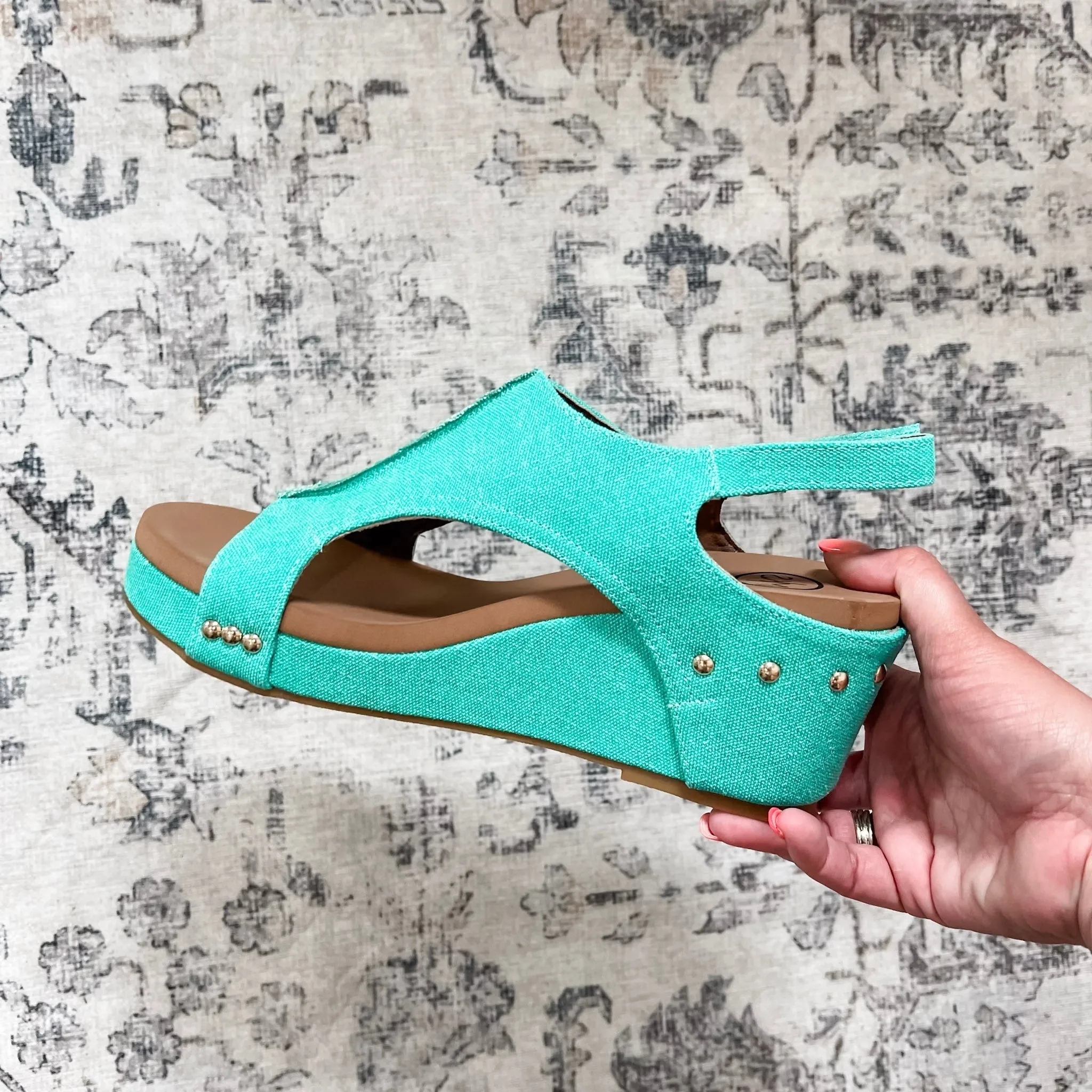 "Melissa" Canvas Wedge Sandal (Teal)