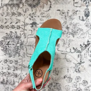 "Melissa" Canvas Wedge Sandal (Teal)