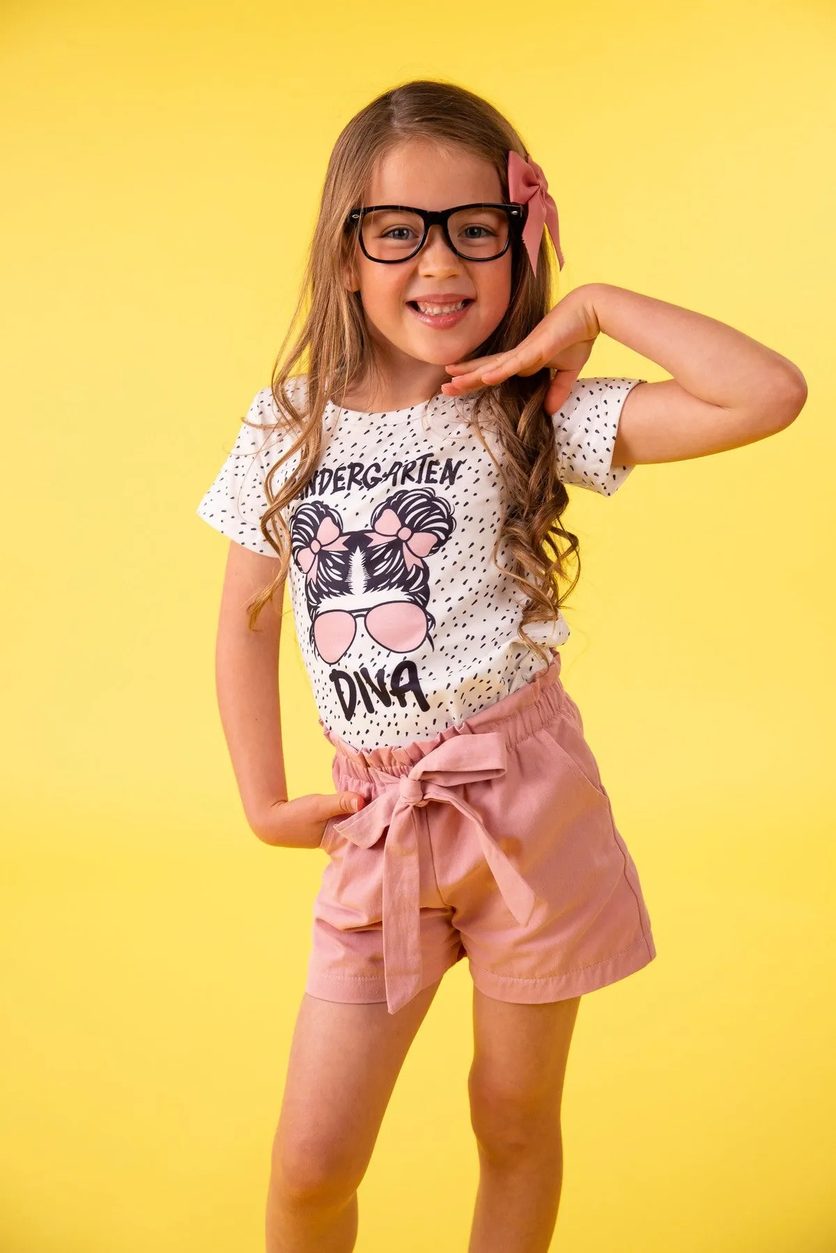 "Pre-K - 5th Grade Diva" Blush Short Set