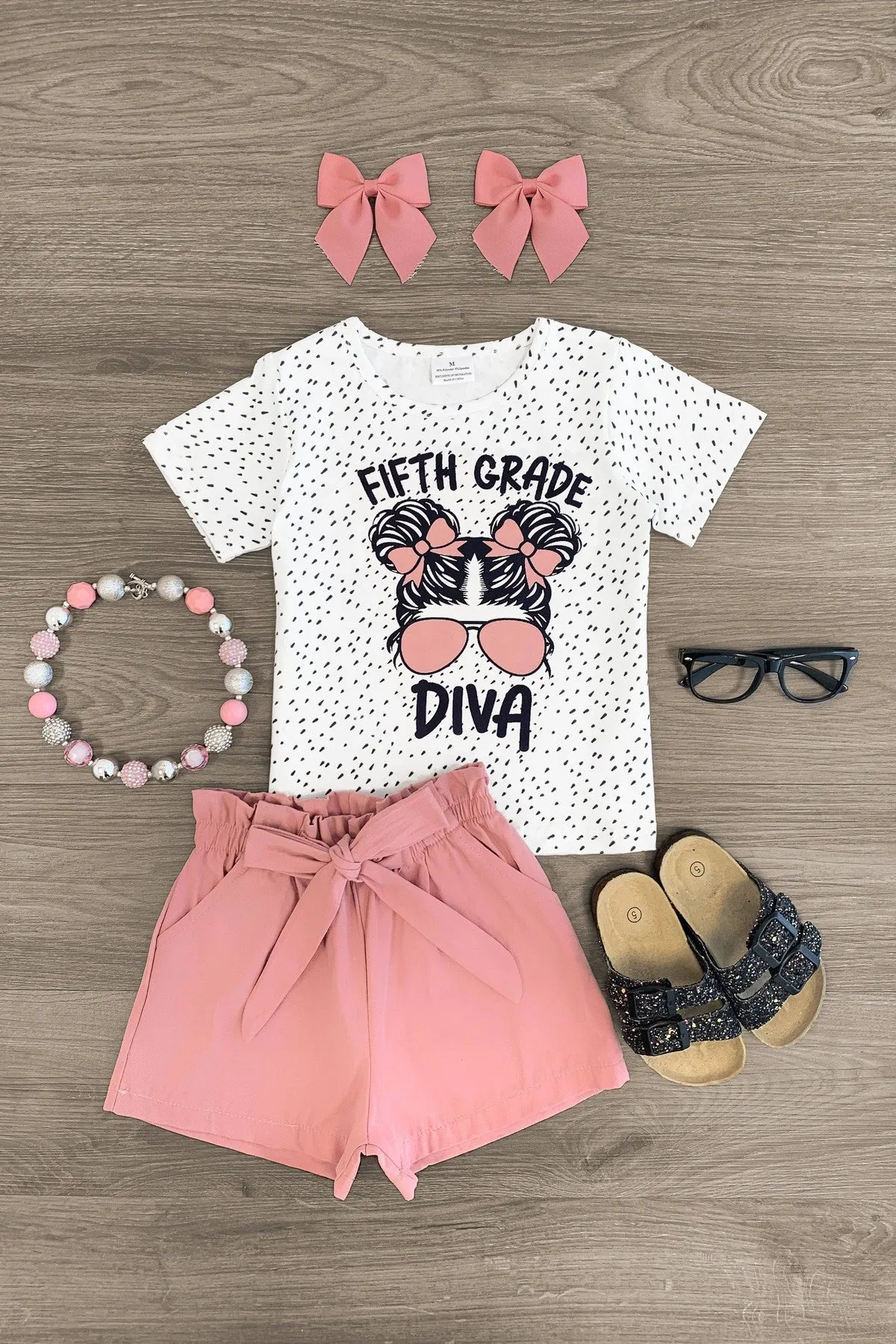 "Pre-K - 5th Grade Diva" Blush Short Set