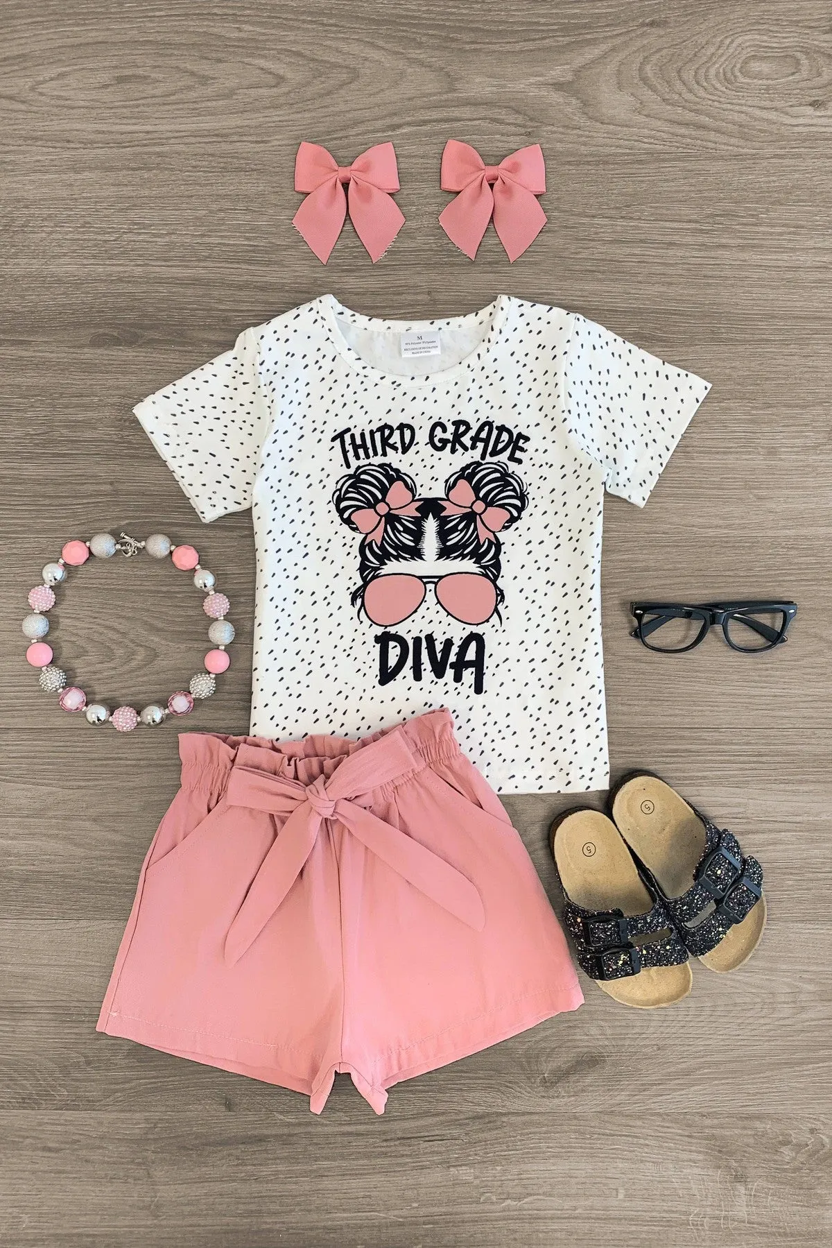 "Pre-K - 5th Grade Diva" Blush Short Set