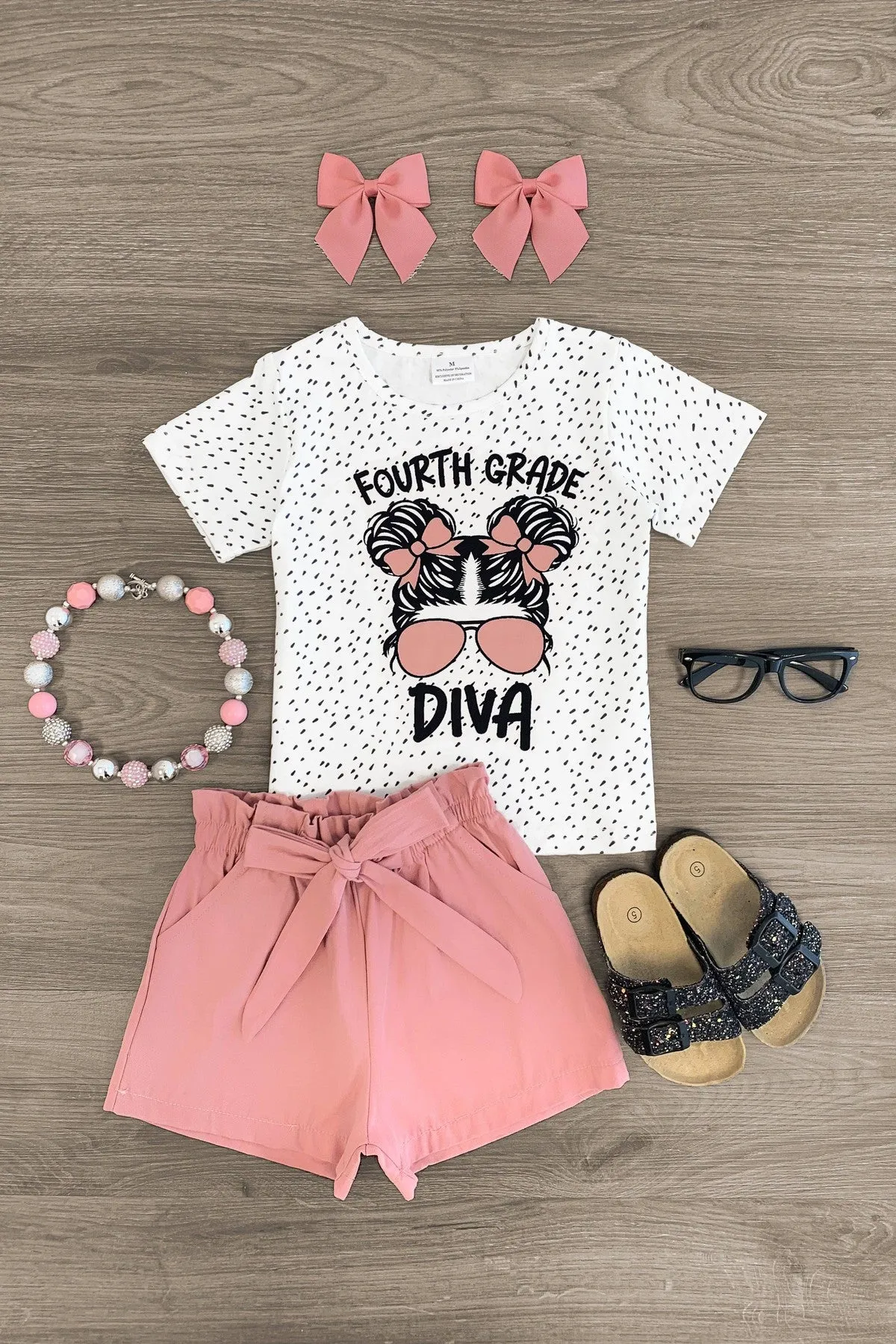 "Pre-K - 5th Grade Diva" Blush Short Set