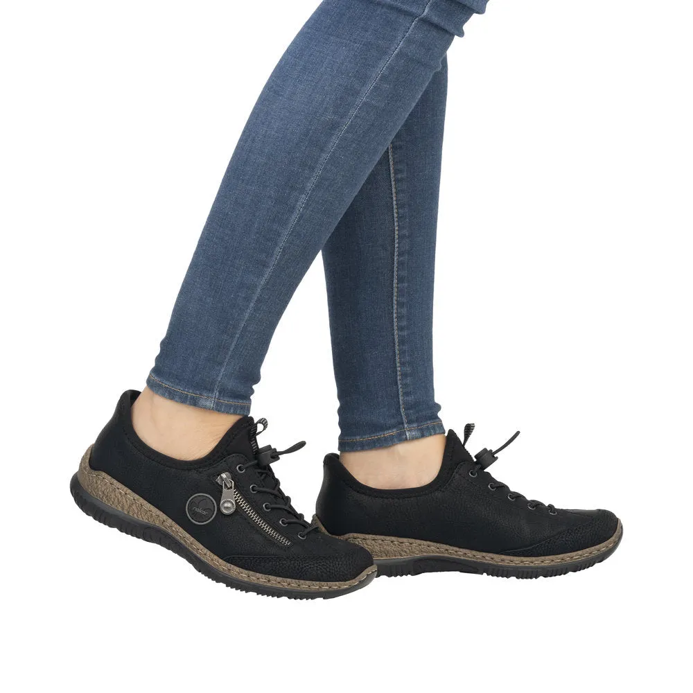 Rieker N3267-01 Ladies Black Hands Free Slip On Shoes