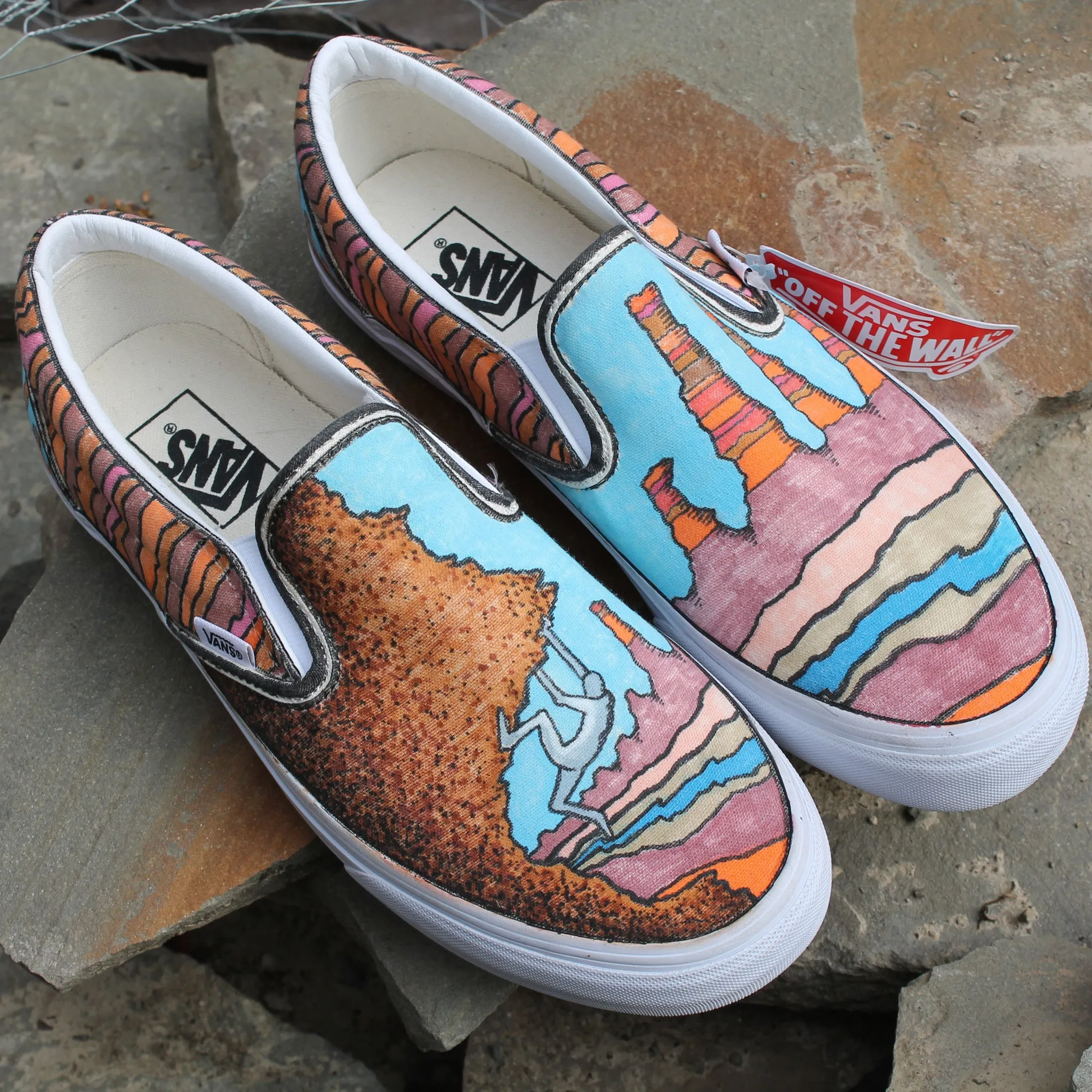 Rock Climbing custom Vans Slip On Sneakers