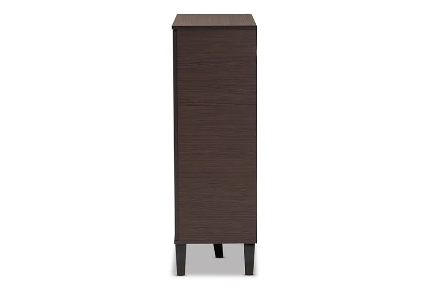 Roland Two-Tone Dark Brown/Grey Finished Wood 1-Door Shoe Cabinet