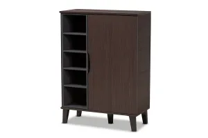 Roland Two-Tone Dark Brown/Grey Finished Wood 1-Door Shoe Cabinet