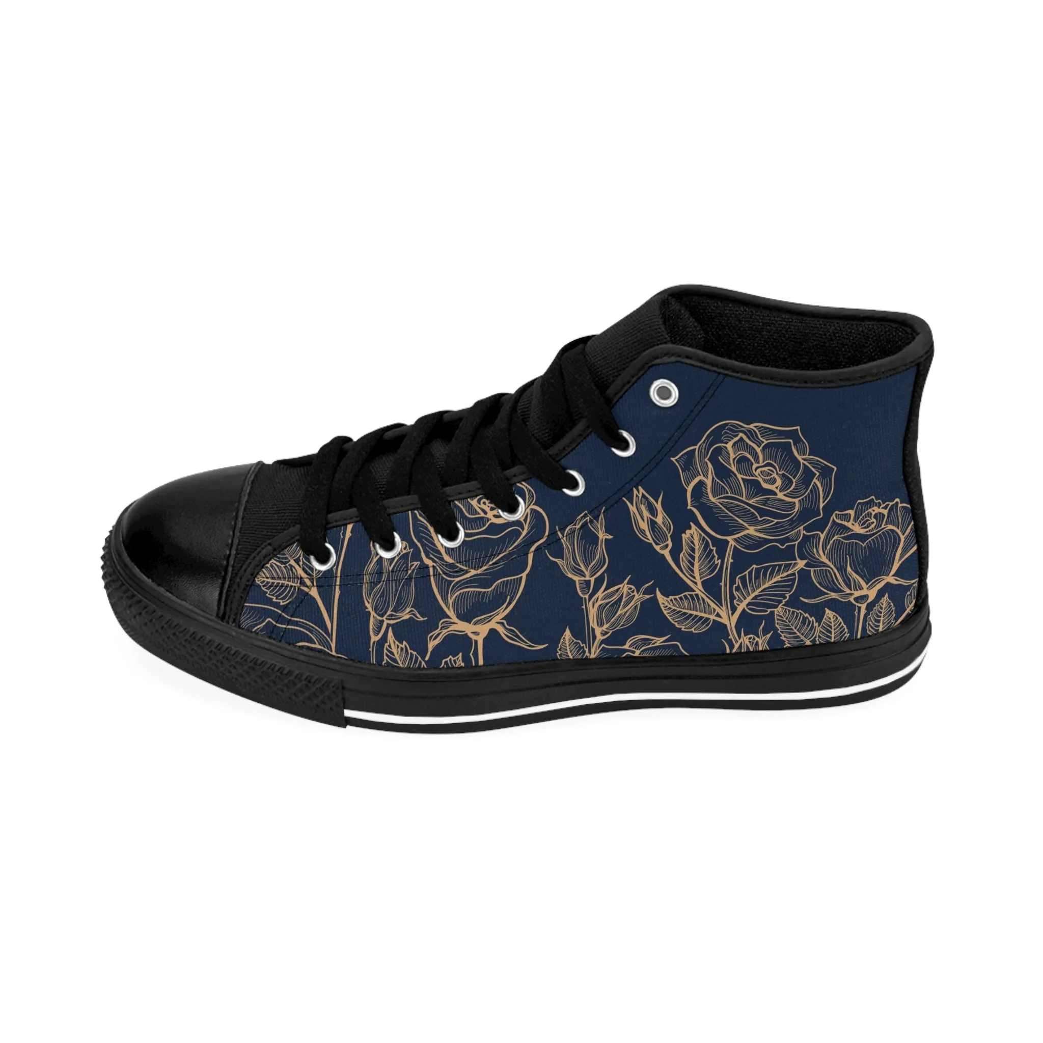 Rose Flower Blue Background Men's Classic Sneakers