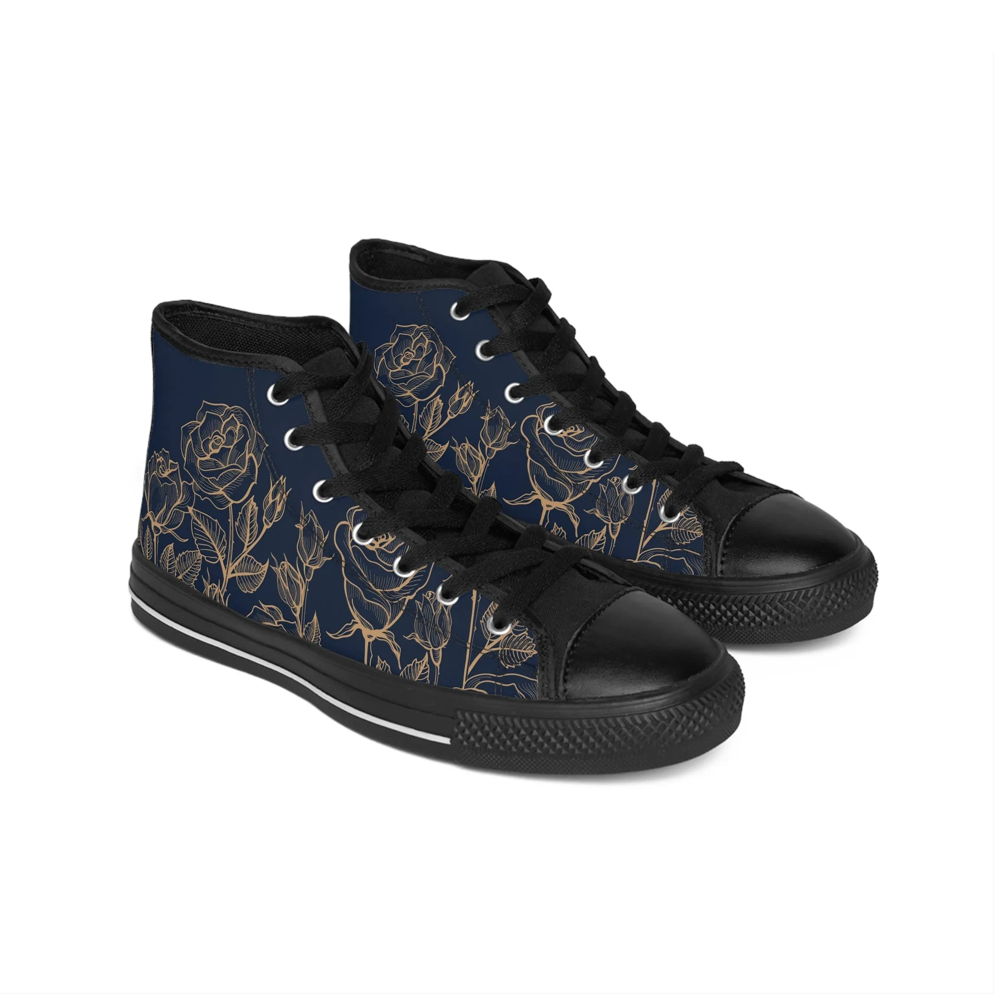 Rose Flower Blue Background Men's Classic Sneakers