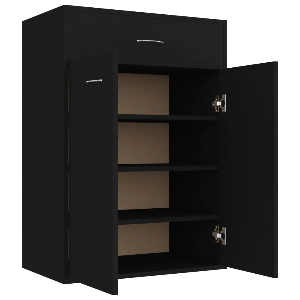 Shoe Cabinet Black 60x35x84 cm Chipboard