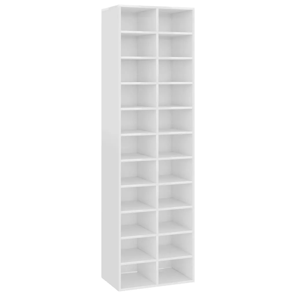 Shoe Cabinet High Gloss White 54x34x183 cm Chipboard