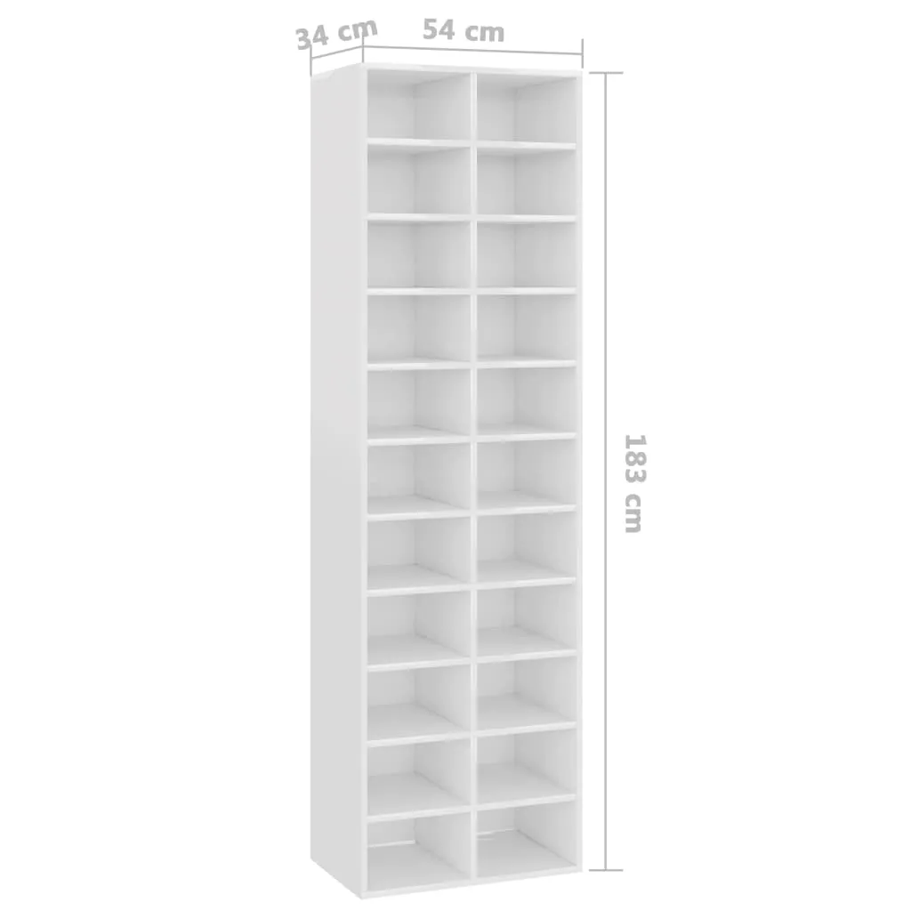 Shoe Cabinet High Gloss White 54x34x183 cm Chipboard