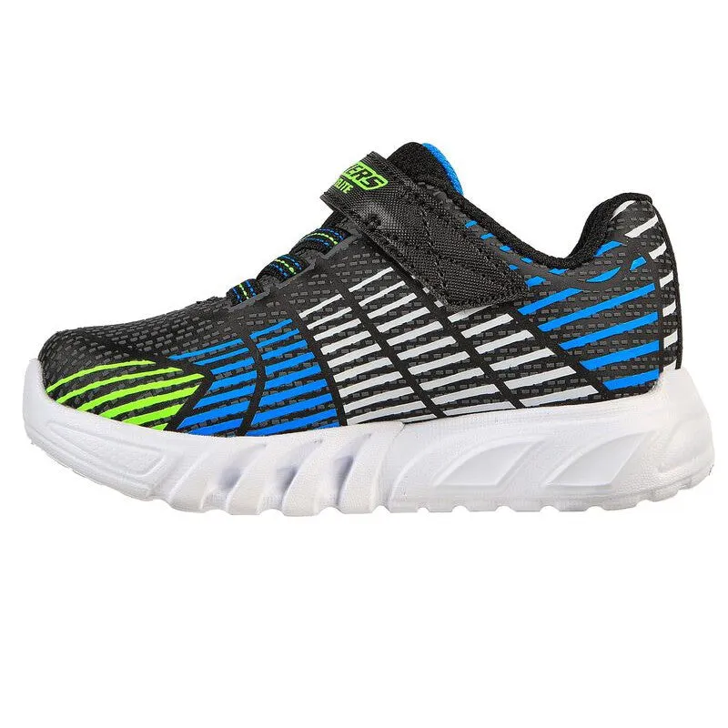 Skechers 400135N S Light Flex Glow Elite Boys Blue and Lime Touch Fastening Trainers