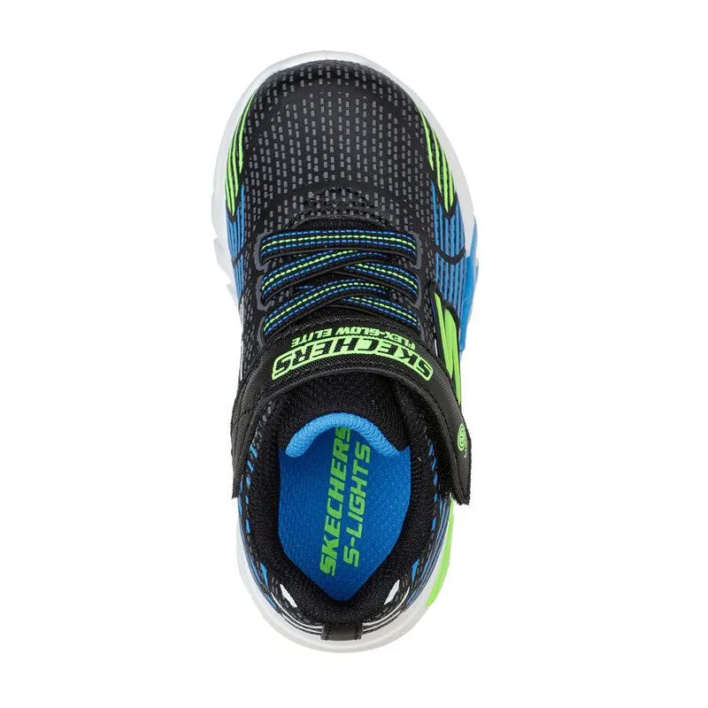 Skechers 400135N S Light Flex Glow Elite Boys Blue and Lime Touch Fastening Trainers