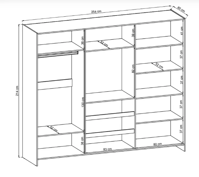 SLIDING DOOR WARDROBE TV 254CM GRAPHITE