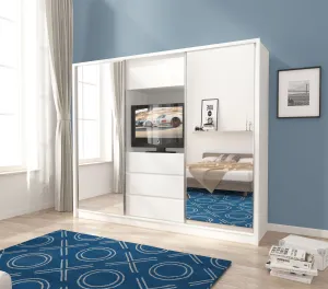 SLIDING DOOR WARDROBE TV 254CM WHITE