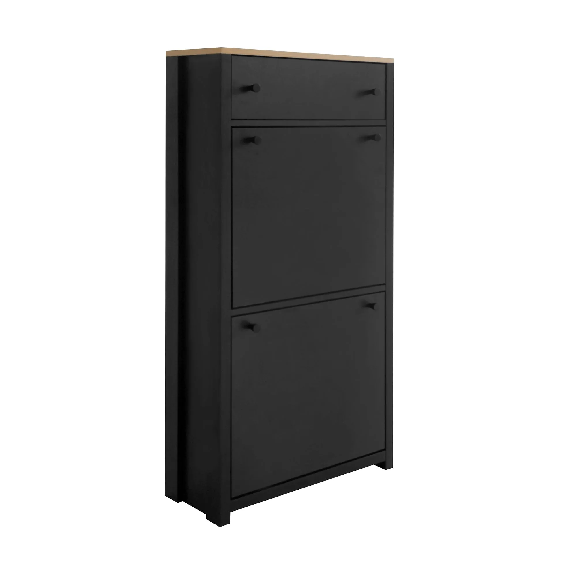 Summit Slim Shoe Cabinet With 4 Flip Drawers - Black