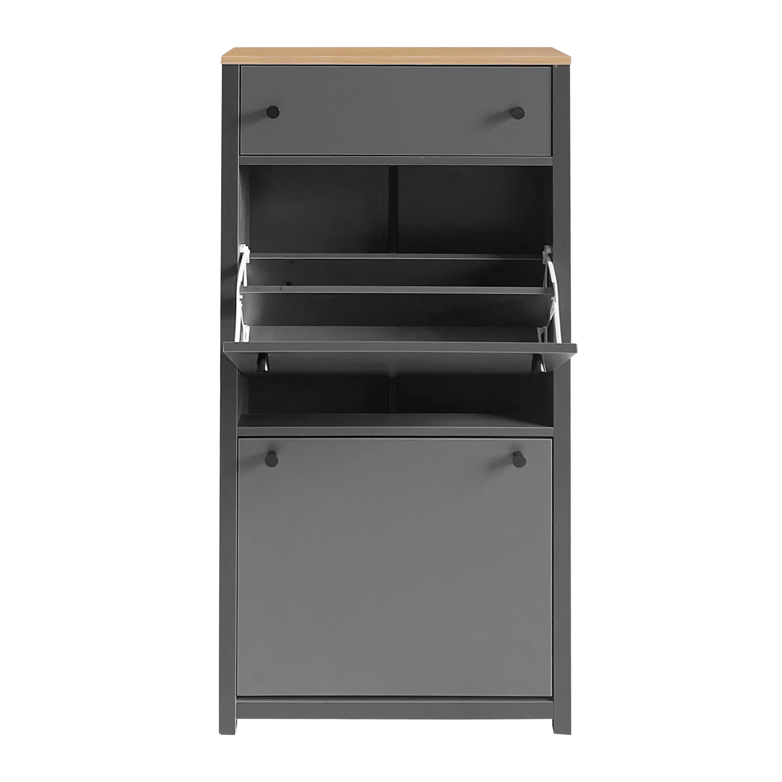 Summit Slim Shoe Cabinet With 4 Flip Drawers - Gray