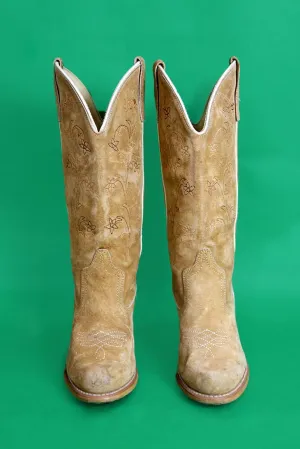 Tan Suede Cowboy Boots