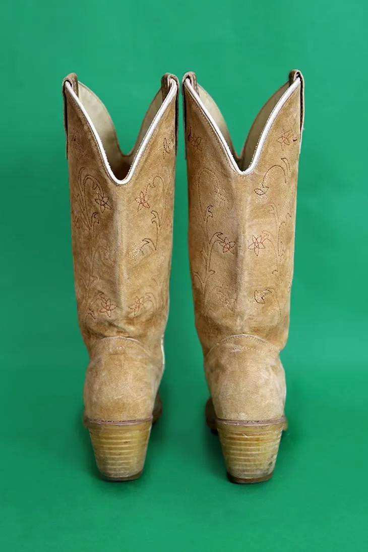 Tan Suede Cowboy Boots