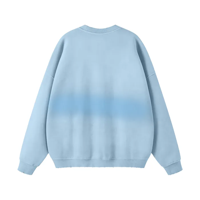 Teddy Rip Streetwear Unisex Colored Gradient Washed Effect Pullover